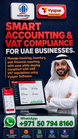 Dubai, Accounting, Vyapar Software UAE Partner, Grand Union Web Solutions
