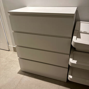 Riyadh, Furniture, SAR 320,  IKEA MALM Chest Of 4 Drawers, White, 80x100 Cm