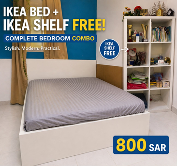 Al Malaz, Furniture, SAR 800,  🏷️ IKEA DOUBLE BED + FREE IKEA SHELF &ndash; 800 SAR