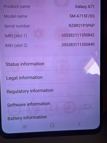Riyadh, Mobile Phones, SAR 900,  Used Samsung A71 Model SM-A715F/DS With 128 GB Asstorage Battery Replaced In December 2025