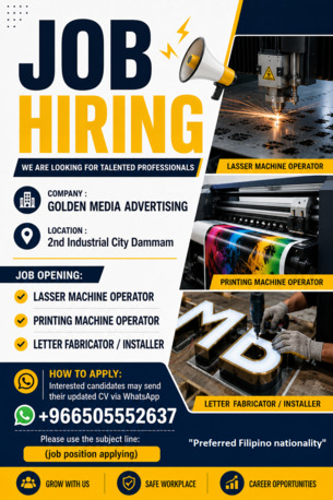 Dammam, Jobs, Printing Machine Operator