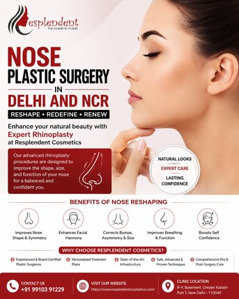 New Delhi, Health, Nose Plastic Surgery In Delhi And NCR | Expert Rhinoplasty At Resplendent Cosmetics
