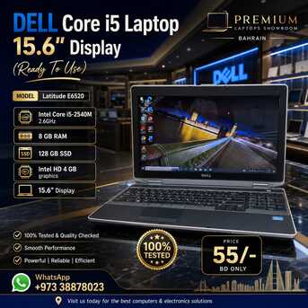 Manama, Tablet Computers, BHD 55,  Dell Laptop Core I5 8GB RAM 120GB SSD 15.6" Display Windows & Office Ready To Use