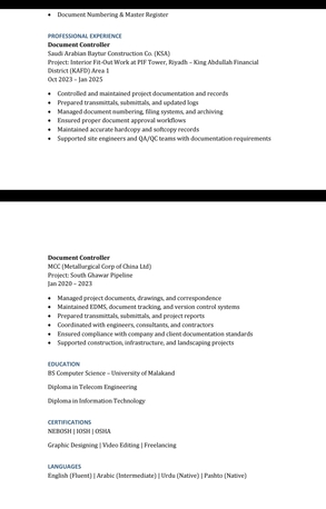 Riyadh, Job Seekers, Document Controller | Available For Immediate Joining