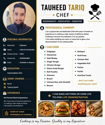 Riyadh, Job Seekers, Chef Pakistani