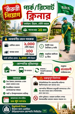Riyadh, Jobs, 🌟✨ URGENT HIRING NOTICE ✨🌟 🧹 Park / Resort Cleaner