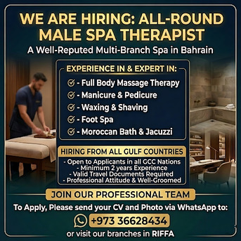 Riffa, Jobs, Male All-around Masseur (massage Therapist)