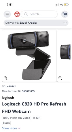 Riyadh, Electronics, SAR 250,  Logitech C920 HD Pro Refresh FHD Webcam