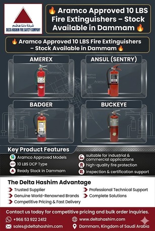 Dammam, Security, Aramco Approved, 10 Lbs, Fire Extinguisher, Ansul, Amerex, Buckeye, Badger