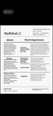 Al Malaz, Job Seekers, Food And Safety Officer