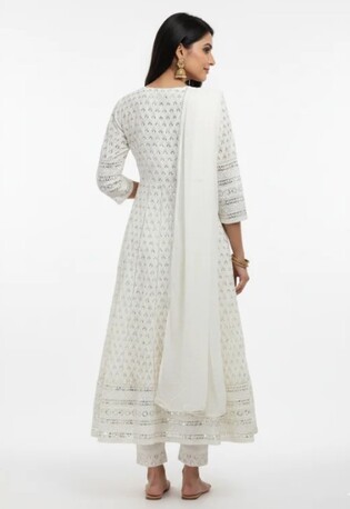 Dwarka, Clothing & Accessories, INR 1999,  White Anarkali Suit Set &ndash; Buy Elegant Women&rsquo;s Clothing Online At ₹1999
