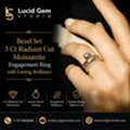USD 1,  Bezel Set 3 Ct Radiant Cut Moissanite Engagement Ring With Lasting Brilliance