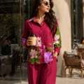 INR 1,  Bloom Wine Cotton Printed Co-ord Set