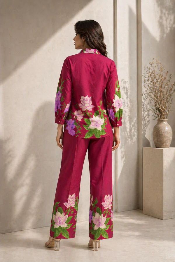 Jaipur, Clothing & Accessories, INR 1,  Bloom Wine Cotton Printed Co-ord Set
