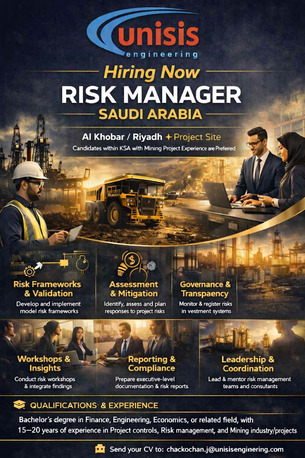 Khobar, Jobs, Risk Manager (Major Industrial Program (Mining Project) - Saudi Arabia)