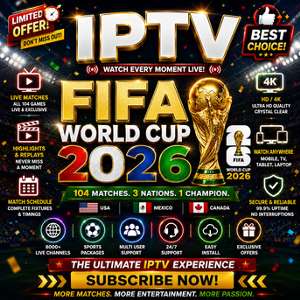 SAR 7,  🏆 FIFA World Cup 2026 IPTV Package ⚽🔥 | Watch All Matches LIVE In HD & 4K