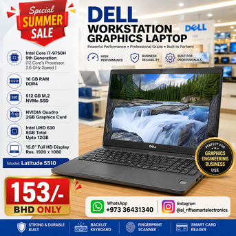 East Riffa, Computers, BHD 153,  DELL Graphics I7 9th Gen Laptop 15.6" FHD LED NVidia 2GB GPU 16GB RAM