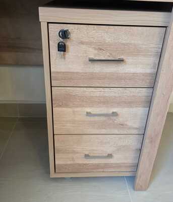 Saar, Furniture, BHD 50,  Solid Wood Desk With Black Chair And Drawers