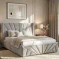 GBP 239,  Grey King Velvet Ottoman Bed With Hidden Base Storage