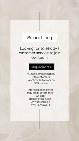 Manama, Jobs, Saleslady