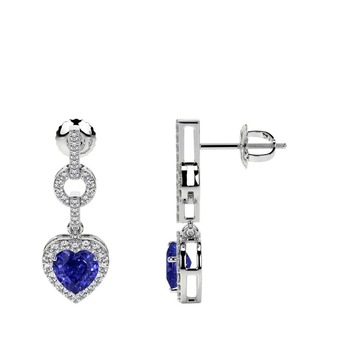 New York, Jewelry, USD 2,  Natural Tanzanite Stud Earrings In 14K White Gold