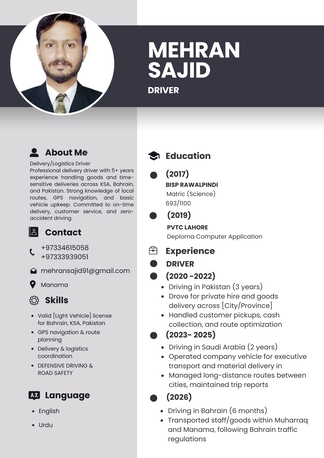 Manama, Job Seekers, I Need A Driving Job