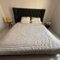 SAR 1200,  A King Sized Bed - With Dark Green Leather Headboard And Frame & Memory Foam Mattress