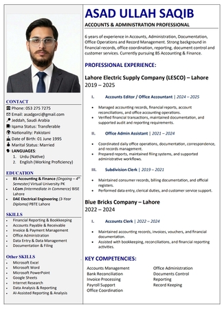 Jeddah, Job Seekers, Accounts & Administration Professional | 6+ Years Experience | Transferable Iqama | Jeddah