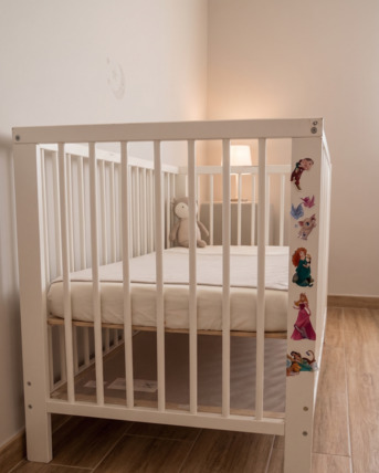 Al Rawabi, Furniture, SAR 450,  🍼 Quick Sale: White IKEA Baby Cot (60x120) - Excellent Condition!