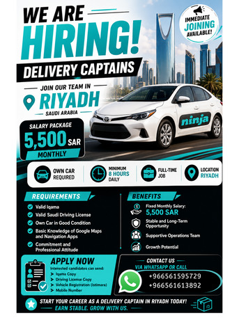 Riyadh, Jobs, Delivery Driver