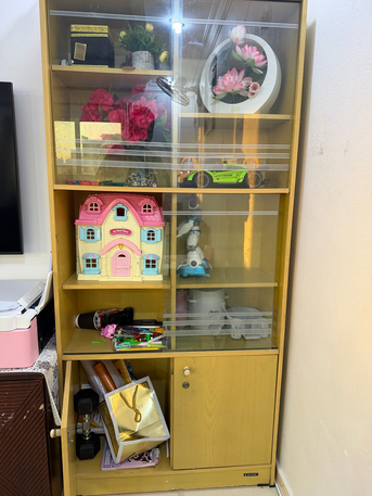 Riyadh, Furniture, SAR 700,  Wooden Display Cabinet / Showcase With Glass Sliding Doors &ndash; SAR 700