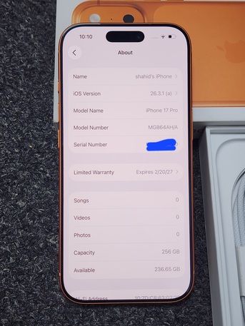 Al Rahmaniyah, Mobile Phones, SAR 4150,  IPhone 17 Pro 256gb Cosmic Orange