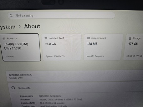 Riyadh, Computers, SAR 3400,  Dell Latitude 5450 - Intel Core Ultra 7,16gb,512ssd,14" Full HD Display