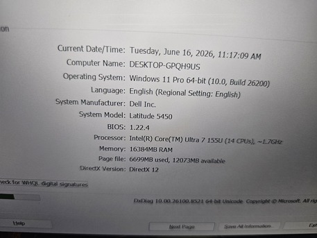 Riyadh, Computers, SAR 3400,  Dell Latitude 5450 - Intel Core Ultra 7,16gb,512ssd,14" Full HD Display