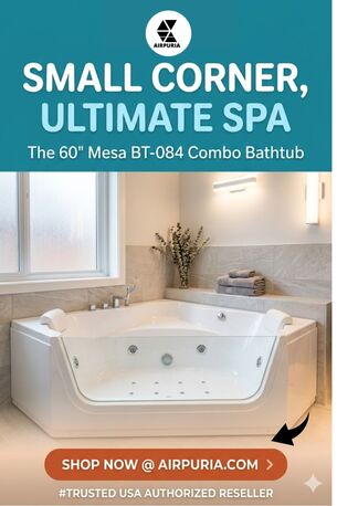 Chicago, Health & Beauty Items, Small Bathroom Luxury: Mesa BT-084 60" Corner Whirlpool Tub