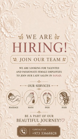 Sanad, Jobs, Experienced Hair, Nail & Massage Staff Needed For Beauty Salon