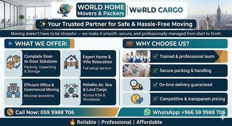 Khobar, Cargo, WORLD Movers Packers➡️Door To Door CARGO DELIVERY➡️With 20-40 FT Containers➡️ 0599988706 ,