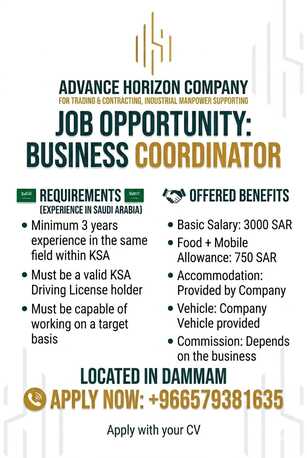 Dammam, Jobs, Urgent Manpower Requirement - Advanced Horizon Trading & Contracting Co.