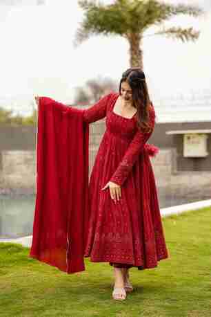 Jaipur, Clothing & Accessories, INR 6000,  Buy Idaho Maroon Embroidered Georgette Suit Set Online