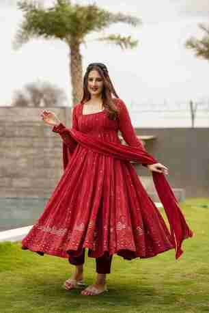 Jaipur, Clothing & Accessories, INR 6000,  Buy Idaho Maroon Embroidered Georgette Suit Set Online