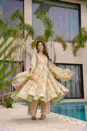 Jaipur, Clothing & Accessories, INR 2500,  Buy Idaho Diya Beige Cotton Suit Without Dupatta Online