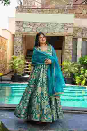 Jaipur, Clothing & Accessories, INR 8000,  Buy Idaho Firoza Silk Maxi Suit Set Online