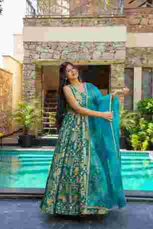 Jaipur, Clothing & Accessories, INR 8000,  Buy Idaho Firoza Silk Maxi Suit Set Online