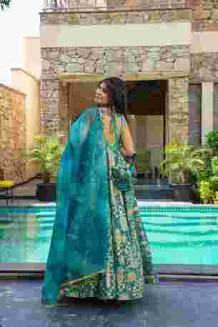 Jaipur, Clothing & Accessories, INR 8000,  Buy Idaho Firoza Silk Maxi Suit Set Online
