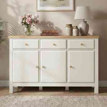 London, Furniture, GBP 187,  Haven White Large Painted 3 Door Sideboard Cabinet