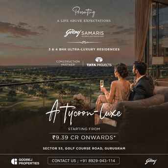 Gurugram, Apartments, Flats, Houses & Villas, INR 93900000/year,  3 BR,  2935 Sq. Meter,  Godrej Samaris Sector 53 Gurgaon | Price List & Brochure
