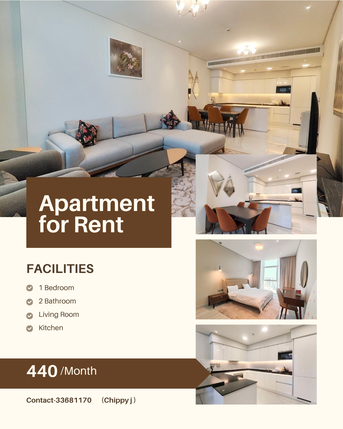 Juffair, Apartments, Flats, Houses & Villas, BHD 440/month,  1 BR,  Luxury Fully Furnished 1BHK Apartment With 2 Washrooms For Rent In Juffair &ndash; 440 BD