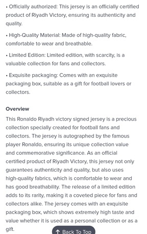 Riyadh, Toys & Games, SAR 550,  Cristina Ronaldo Signed Jersey Riyadh Victory Team