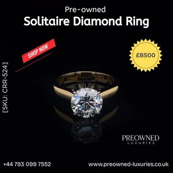 London, Jewelry, GBP 8500,  Buy Elegant Solitaire Diamond Ring Pre-Owned Best Value UK