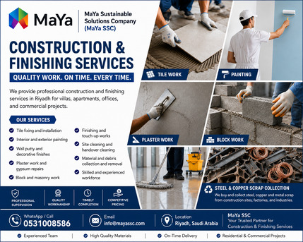Riyadh, Construction, Professional Construction Finishing Services In Riyadh | Tiles, Painting, Plaster & Block